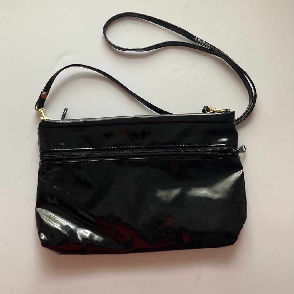 Axiom Black Patent Leather Shoulder Bag Purse